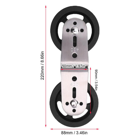 Rotating Double Pulley Cable Machine For Your Home Gym Setup showing dimensions with durable dual pulley design.