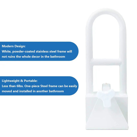 Sturdy Heavy Duty Tub Grab Bar Safety Rail With Adjustable Clamp Handle No Slip Grip Handrail For Seniors And Elderly