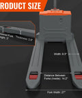 Product size details for Heavy Duty Electric Pallet Jack Truck With 3300 Lb Capacity And Lithium Ion Battery, showing fork dimensions.