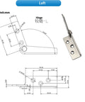 Heavy Duty 304 Stainless Steel Door Hinges Left Hand Load Bearing for Machinery Equipment Hardware Accessory, diagram and side view