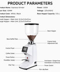 Top Shelf Digital Touch Screen Commercial Coffee Grinder Built With Food Grade Stainless Steel Flat Burrs For Smooth Batch Grinding And Serious Morning Fuel At Home Or The Cafe, showing details of controls and bean hopper.