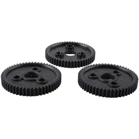 Three Traxxas 54T 0.8 32 Pitch Spur Gear Set for RC Slash Stampede 4x4 VXL Rally VXL displayed on white background.