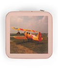 Stearman Pre WWII Trainer Aircraft Jewelry Travel Case Pink Ultra Compact 4x4x2 Inch Jewelry Box With Soft Plush Lining