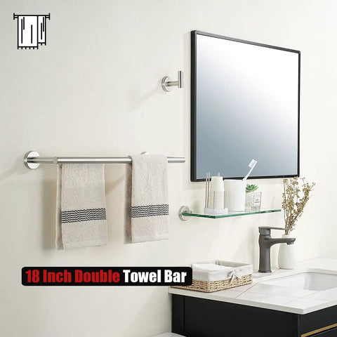 Sturdy Stainless Steel Towel Bar For The Bathroom No More Folding Towels Twenty Point Five Inch Total Length With Eighteen Inch Usable Bar