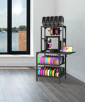 Solid As A Rock 4 Tier Rolling 3D Printer Stand With Hella Spacious Spool Storage And Sturdy Metal Workstation Desk showcasing colorful filament spools and printer.