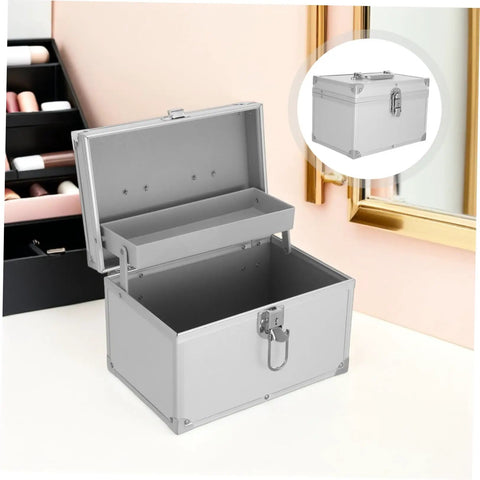Open Silver Aluminum Tool Box With Double Layer And Large Inner Compartment Lightweight And Versatile Carrying Case