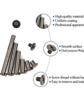 Rock Solid Heavy Duty M5 Chicago Screws Kickass 60 Pair Black Phillips Binding Post Set For Scrapbook Photo Albums And Leather Purse Belt Repair With Six Assorted Lengths, assorted lengths and smooth surfaces shown.