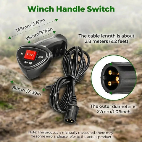 3 Pin Winch Remote Control Kit For ATV UTV And Light Offroad Rigs With 9.2ft Cable, Easy Install Electric Winch Controller For Small To Medium Winches Not For Heavy Duty Trucks Rugged Build And Safe Operation, black 3-pin handheld winch switch