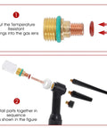 43 Piece TIG Welding Torch Accessories Kit With Stubby Gas Lens And Size 10 Glass Cups For WP 9, WP 20, And WP 25 Welders assembly guide