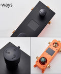UMJIGF Shower System Black Led Digital Display Shower Faucet Set, showing 3-way control valve and temperature display.