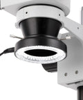 LED Ring Light For Microscope With 144 LEDs, Adjustable Brightness, Shadow Free Illumination, 64mm Inner Mount, 4 Inch Outer Ring, Includes Adapter, 100,000 Hour Lifespan, Perfect For Slides, Micro Detailing, And Lab Work mounted on microscope