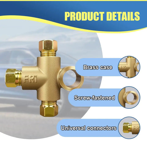 Three Way T Shape Brake Tee Inverted Female Tees Replacement Elbow Connector With Three Male Nuts M10 Universal Auto Brake Line Tee Fitting For Three Sixteenth Inch Pipe 10mm Pack Of 2 brass brake tee close-up