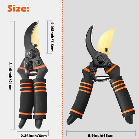Heavy Duty Pruning Shears For Garden Work With Foam Grip Handles, Bypass Hand Pruners And Eight Inch Garden Clippers