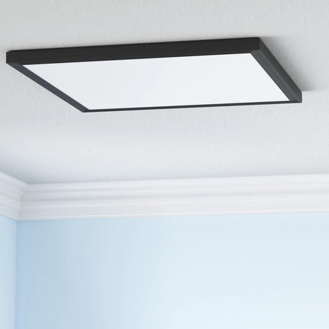 2x2 Ft Surface Mount Ceiling Light Panel Flush Mount Slim Edge Lit Fixture in Matte Black for Kitchen Home or Office