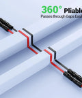 Flat Solar Panel Extension Cables 12 AWG 4mm2 Set Of 2 With Waterproof Male And Female Connectors 15 Inch Length Each PV Wire