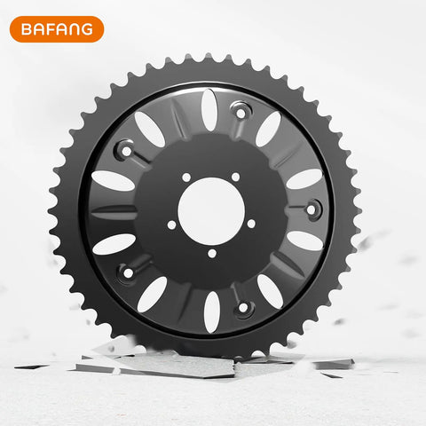 46T 16.5mm Offset Chainring For BBS-HD Mid Drive Kit displayed, one-piece sprocket, smooth design for eBike upgrade.