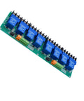 Eight Channel Transmit Component Board For 5V DC Load Control And Smart Home Networking, green PCB with 8 blue relays