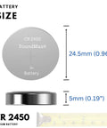 Premium Cr2450 3V Lithium Button Cell Batteries 5 Count, size 24.5mm x 5mm for key fobs and electronics.
