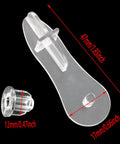 Bottom Rail End Caps For Blinds Set Of 2, Guide Rail End Covers For Zebra Roller Shades shown with size dimensions, transparent plastic