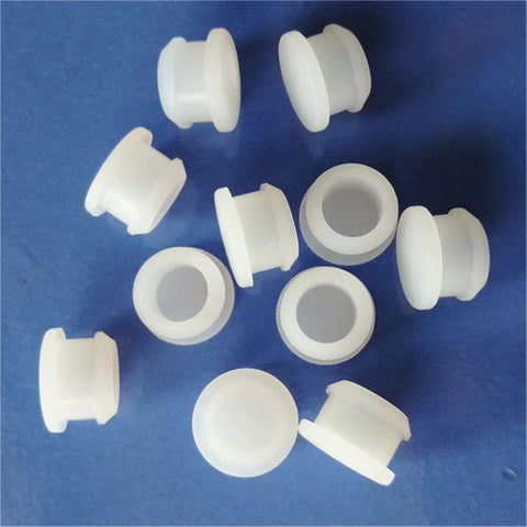 10 Piece Silicone Rubber Snap On Hole Plugs With O Ring Set Assorted Black White Transparent Caps For Pipes Machinery Auto Food Processing Temperature Range Minus 40C To 250C Pro Grade Tough Seals Kit white silicone plugs on blue background