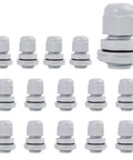 Fifteen Pack NPT One Quarter Inch Nylon Cable Glands For Electrical Strain Relief And Waterproof IP68 Cord Connectors Fits Four Point Five To Eight Millimeter Cables Black Nylon Joints With Gaskets For Tough Job Site Use