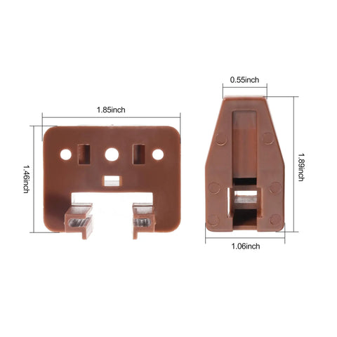 Center Mount Drawer Slide Rails With 20 Pack Heavy Duty Track Glides For Furniture Repair, brown plastic glides dimensions shown.