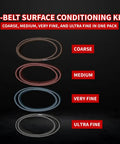 4 belts from 2 Inch By 72 Inch Surface Conditioning Kit With Coarse, Medium, Very Fine And Ultra Fine Nonwoven Belts displayed