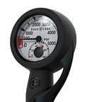 Close-up of Single Pressure Gauge PSI SPG Complete Scuba Dive Assembly With 36 Inch High Pressure Hose And Protective Rubber Boot