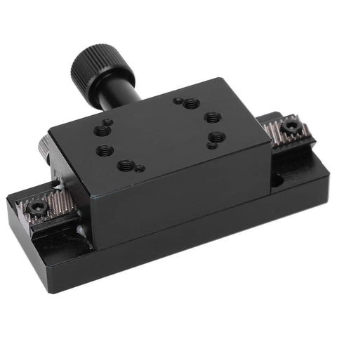 High Precision Linear Translation Stage 30x50mm Aluminum Sliding Table With Manual Rack And Pinion Rail, black top view