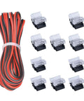High Density LED Strip Connector Kit For 12mm 2 Pin SMD And COB Light Strips, 9.8 Feet Of 20AWG Cable, No Soldering Needed