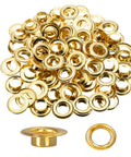 Heavy Duty 500Pcs Grommets And 500Pcs Washers Set Iron With Brass Finish Three Eighths Inch Inside Diameter