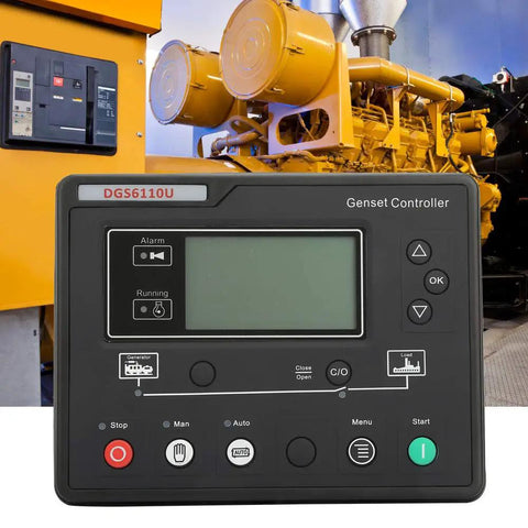 Electronic Generator Controller Module With LCD Display AMF Function Auto Transfer Switch Eight Language Support Load Test Key No Fuss Backlit Display For Smooth Utility To Generator Power Transfer, black genset controller