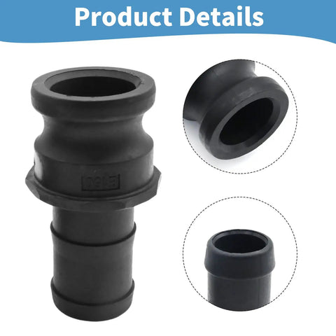 Two Piece E-150 One And A Half Inch Camlock Coupling Kit with polypropylene fittings, close-up details