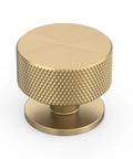 Champagne Bronze Knurled Cabinet Knobs, 1.2 Inch Diameter, shown from top angle, highlighting round design and knurled surface texture.