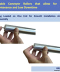 Pack of 4 Heavy Duty Long Roller Conveyors spring loaded end for easy installation in galvanized steel construction.