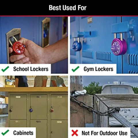 Locker Combo Padlock With Three Digit Code For School And Gym Lockers Keyless Entry Durable Metal Body Easy To Use Security For Lockers Colors May Vary