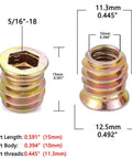 60 Pcs 5/16-18 Threaded Wood Inserts For Furniture And Cabinets, Nut And Bolt Inserts For Woodworking Projects, Heavy Duty And Easy Install