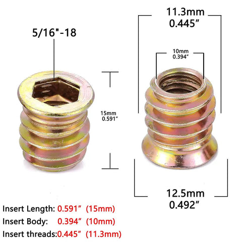 60 Pcs 5/16-18 Threaded Wood Inserts For Furniture And Cabinets, Nut And Bolt Inserts For Woodworking Projects, Heavy Duty And Easy Install