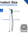 3 Pack 5 To 10 Turn Variable Resistor Kit dimensions graphic showing sizes: 6.69inch, 1.5inch, and 0.15inch for audio gear upgrades.