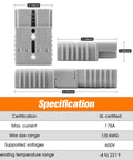 Battery Quick Connect Disconnect Kit 175A 600V 1/0 AWG Jumpers, gray dimensions and specifications displayed