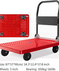 Heavy Duty Folding Platform Cart And Four Wheel Hand Truck That Makes Moving Heavy Loads No Sweat For Hauling Grocery Gear Garden Supply Paper Cardboard Boxes Around House Or Warehouse Daily, red, 660 lb capacity