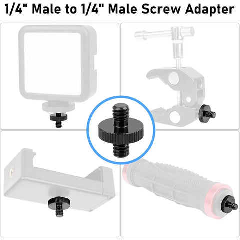 Slick 1/4 Male To 3/8 Female Thread Adapter With Double Head Stud Bolt for camera mounts and light stands, black.