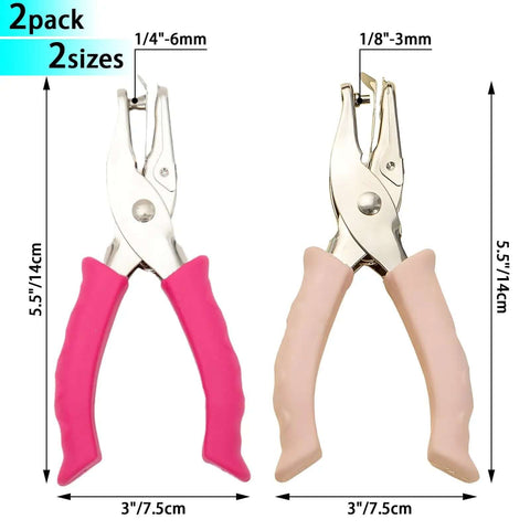Two Size Hole Punch Set With One Quarter Inch And One Eighth Inch Holes, 2 Pack Craft Punchers with silicone grip handles for paper