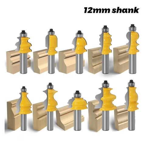 12mm Shank Architectural Molding Router Bit Casing Base Cutter For Precision Handrail Furniture Trim Work On Hardwood MDF And Plywood Woodworking