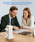 Game Changing Power Strip Tower Surge Protector With Pd Fast Charging Usb C Ports And Twelve Ac Outlets Smart Charging Station on desk