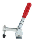 GH 11412 Toggle Clamp With Iron And Plastic Arrow Storage Case, heavy duty 440.9 lb holding capacity, red handle, side view