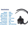 Brushless Motor 2300KV With 420G Max Thrust For FPV RC Drones, Ultra Lightweight And Compact 27.9mm By 29.7mm