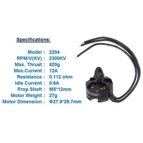 Brushless Motor 2300KV With 420G Max Thrust For FPV RC Drones, Ultra Lightweight And Compact 27.9mm By 29.7mm