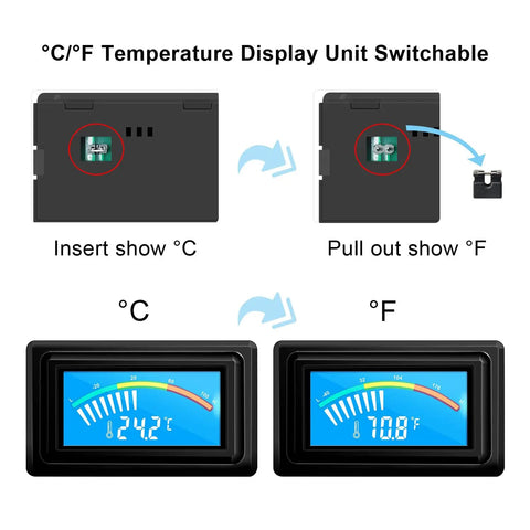 Waterproof Digital Thermometer Gauge For Aquarium And Car PC Case Incubator with switchable Celsius Fahrenheit display