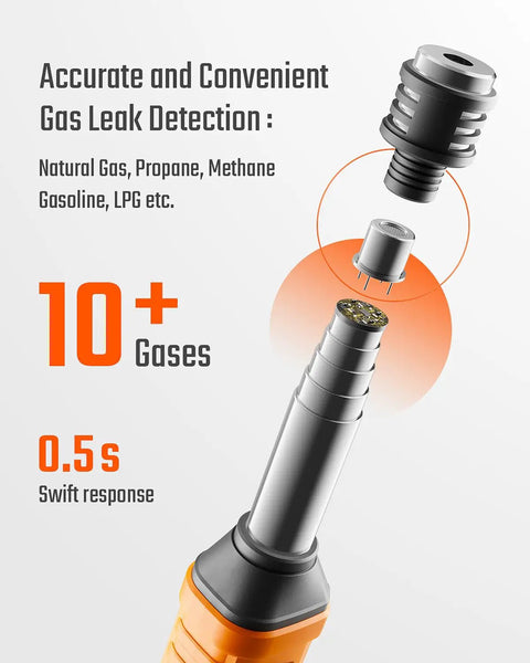 Extendable Gas Leak Detector With Telescoping Rod Portable Propane Methane Natural Gas Sniffer Shows 10+ Gas Detection Features